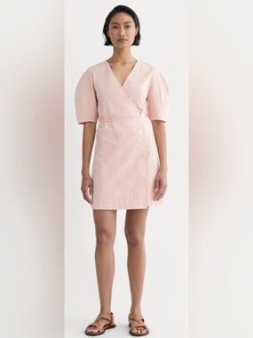 🍊EVERLANE THE SEERSUCKER MINI WRAP DRESS NWT🍊